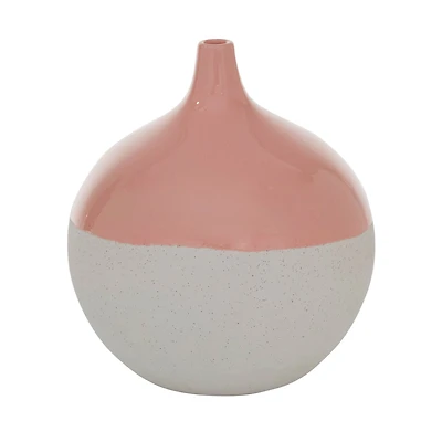 Pink Ceramic Modern Vase, 10" x 9" x 9"