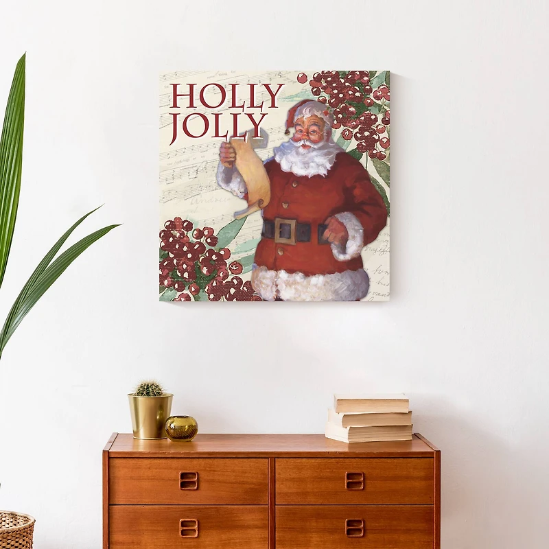 Holly Jolly Santa 20x20 Canvas Wall Art