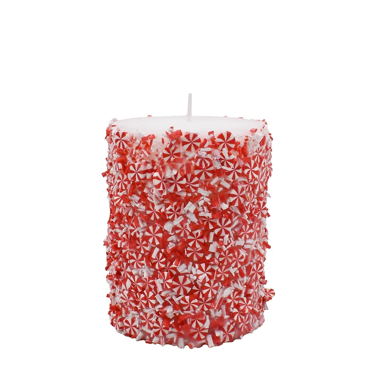 Peppermint Sprinkled Unscented Pillar Candle by Ashland