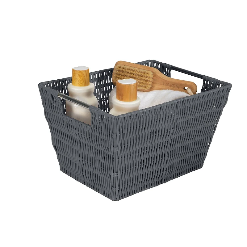 Simplify Medium Charcoal Rattan Storage Basket