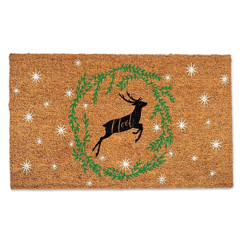 Noel Deer Wreath Doormat