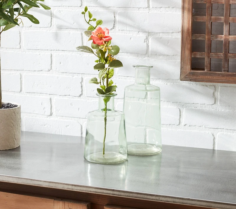 Sage Green Glass Bottle Vases Set