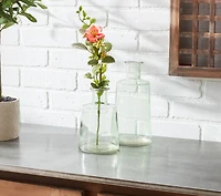 Sage Green Glass Bottle Vases Set