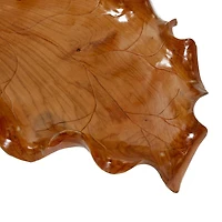 Brown Leaf Teak Wood Rustic Tray