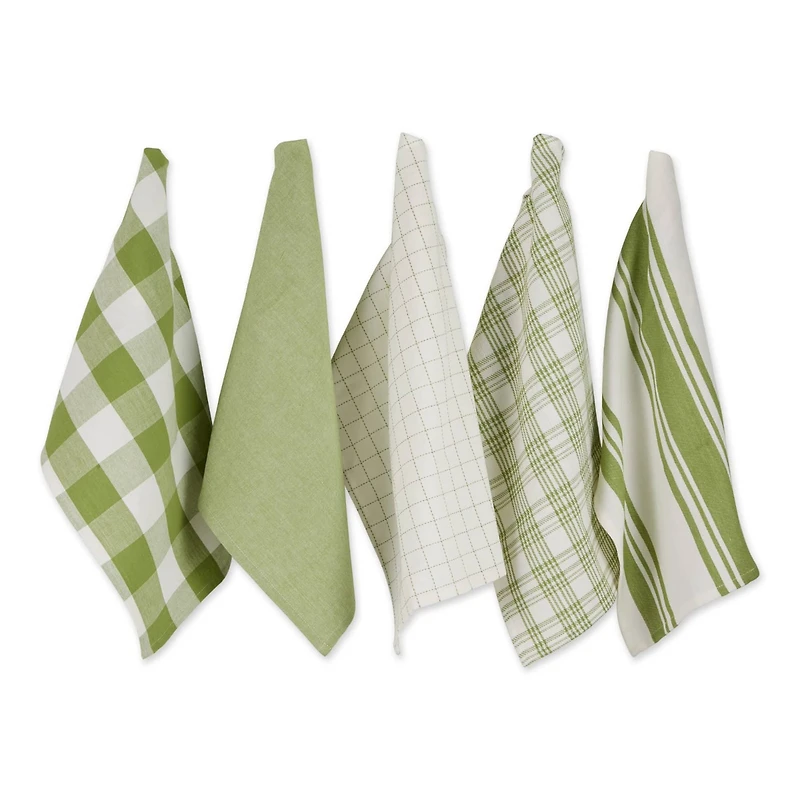 DII® Antique Green Everyday Dish Towels, 5ct.