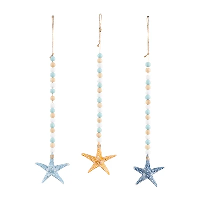 Ivory and Iris coastal blue wood wall décor set