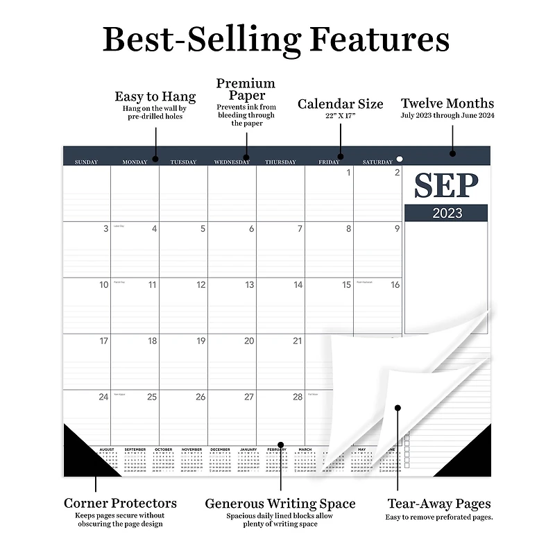 TF Publishing 2023 - 2024 Professional Large Desk Pad Monthly Blotter Calendar