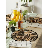 Fern Print On Natural Round Jute Placemat (Set of 6