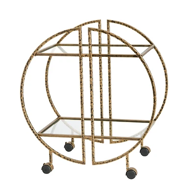 Hello Honey® Modern Hammered Brass Round Bar Cart