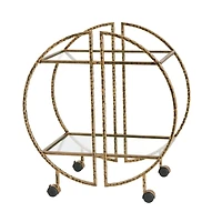 Hello Honey® Modern Hammered Brass Round Bar Cart