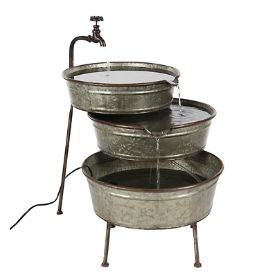 Grey Iron Farmhouse Fountain, 26" x 30" x 21"
