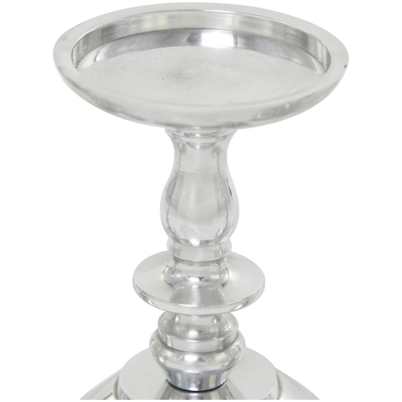 Silver Aluminum Pillar Candle Holder Set