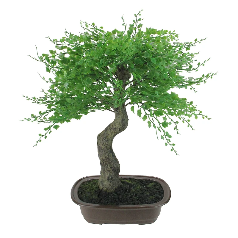 16" Artificial Mini Maple Bonsai Tree in Brown Pot