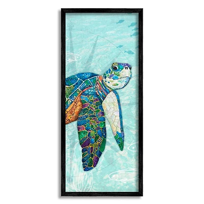 Stupell Industries Sea Turtle Underwater Ocean Mosaic Collage Framed Giclee Art