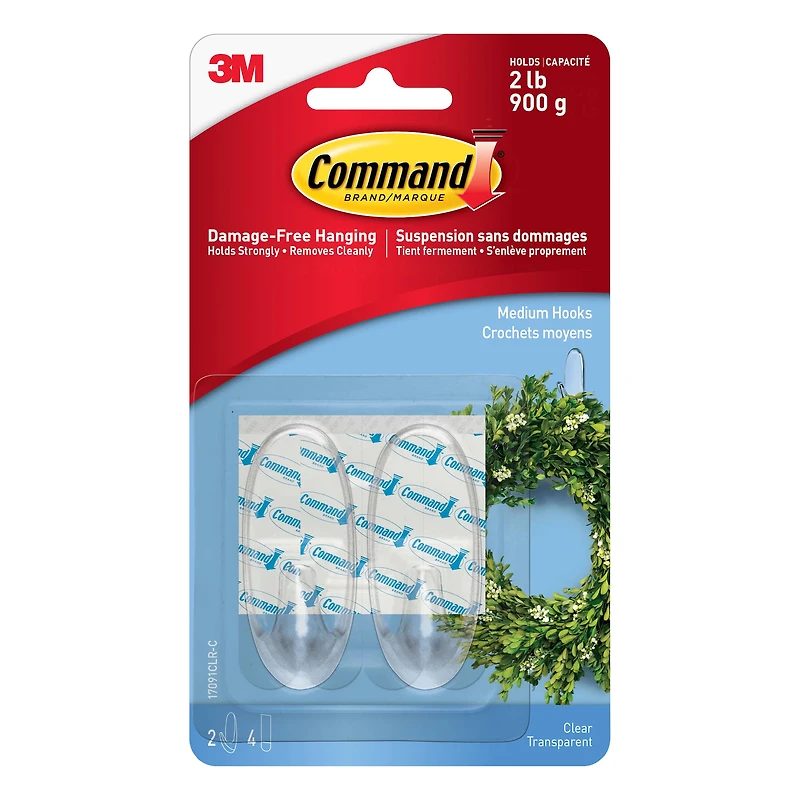 Command™ Medium Clear Hooks, 2ct.