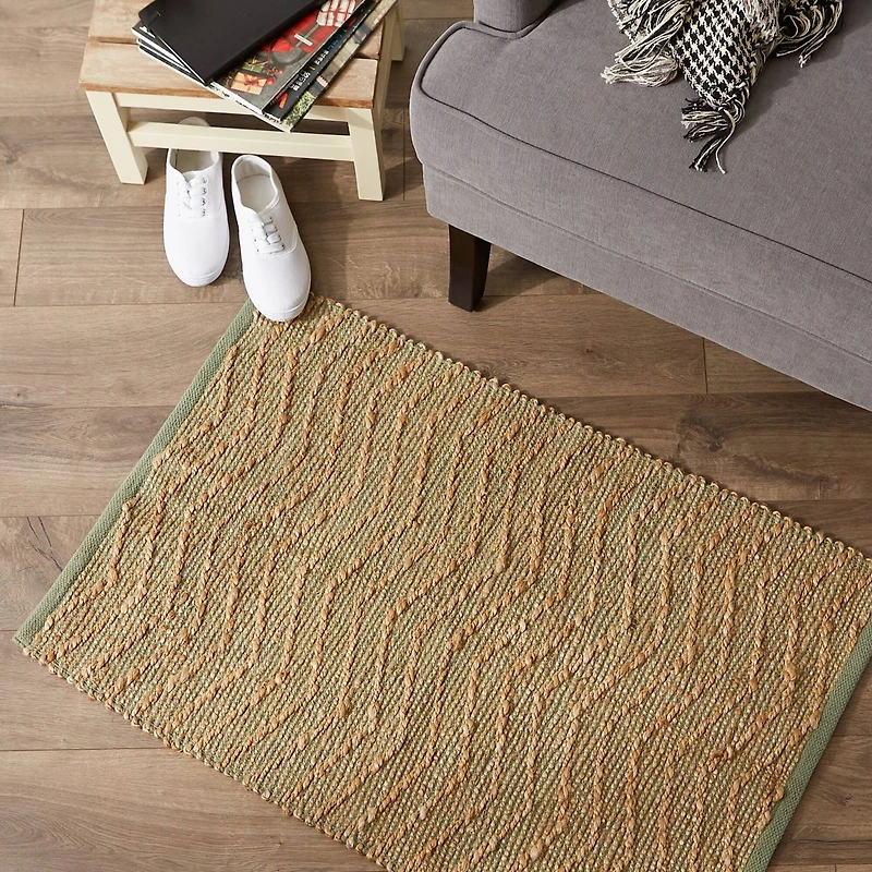 DII® Artichoke With Natural Jute Chevron Hand-Loomed Rug, 2ft. x 3ft.