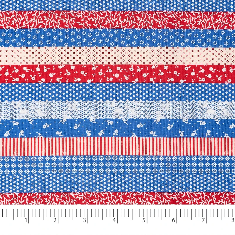 SINGER Americana Floral Stripes Cotton Fabric