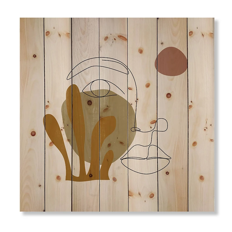 Designart - One Line Art Portrait of Woman In Terracotta Tones