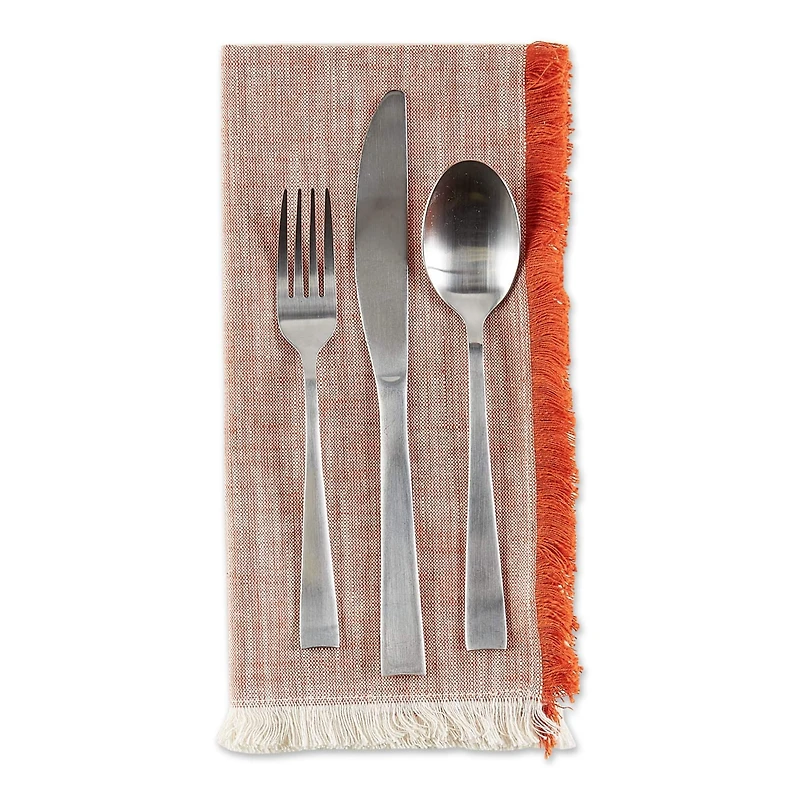 DII® Burnt Orange Tonal Fringe Cloth Dinner Napkins, 6ct.