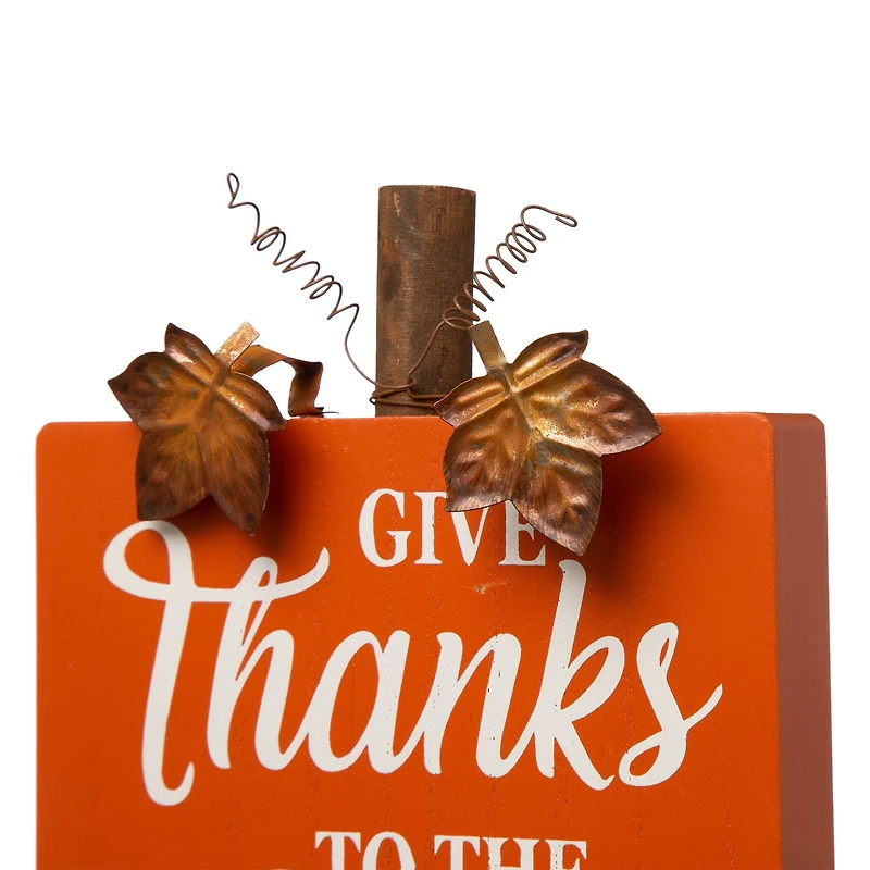 GlitzHome® Fall Wooden Pumpkin Tabletop Sign Set
