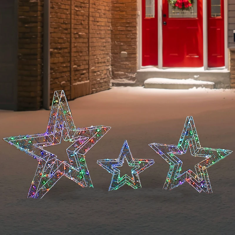 LED Color Changing Stars Outdoor Christmas Décor Set