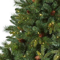 7ft. Pre-Lit West Virginia Mixed Pine Artificial Christmas Tree, Clear LED Lights