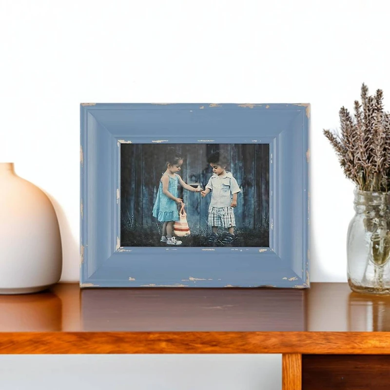 DII® Antique Stonewash Blue Distressed 5" x 7" Farmhouse Picture Frame