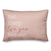 Eat Sleep Love Throw Pillow, 14" x 20"