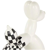 White Ceramic Checkered Dog Balloon Sculpture Set