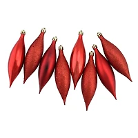 8ct. 5.5" 4-Finish Red Hot Shatterproof Finial Drop Ornaments