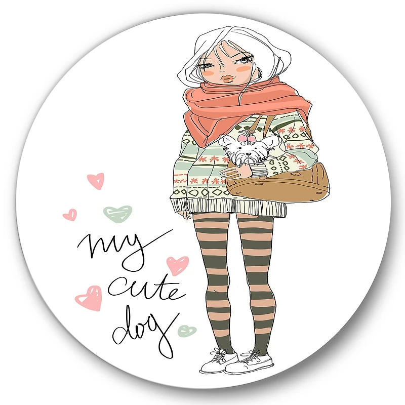 Designart - Cute Girl With Dog