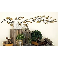 Traditional Brown Leaf & Vine Metal Wall Accent