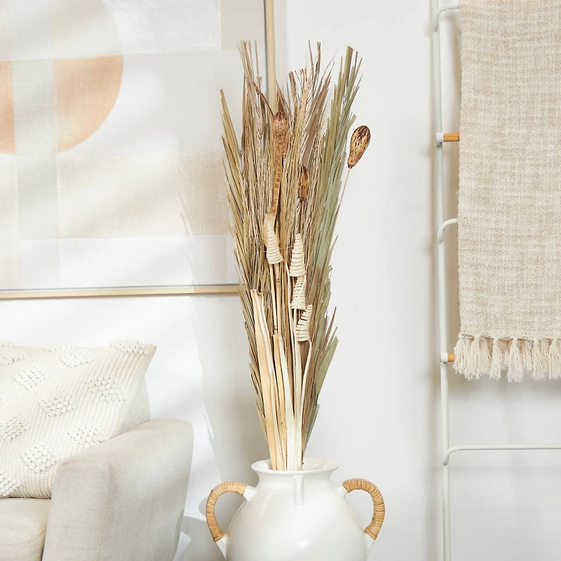 62" Beige Dried Plant Assorted Bouquet Palm Leaf Natural Foliage with Branch Accents