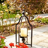 16.5" Modern Farmhouse Black Metal Candle Lantern