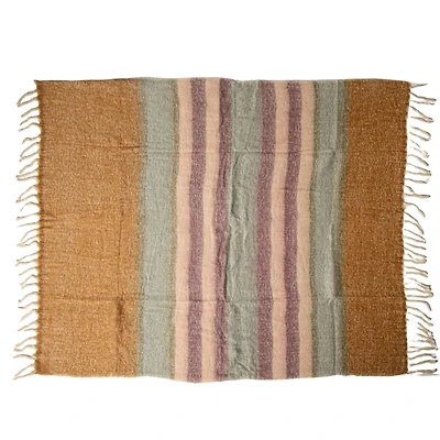 Hello Honey® Multicolor Dark Striped Acrylic and Wool Throw Blanket