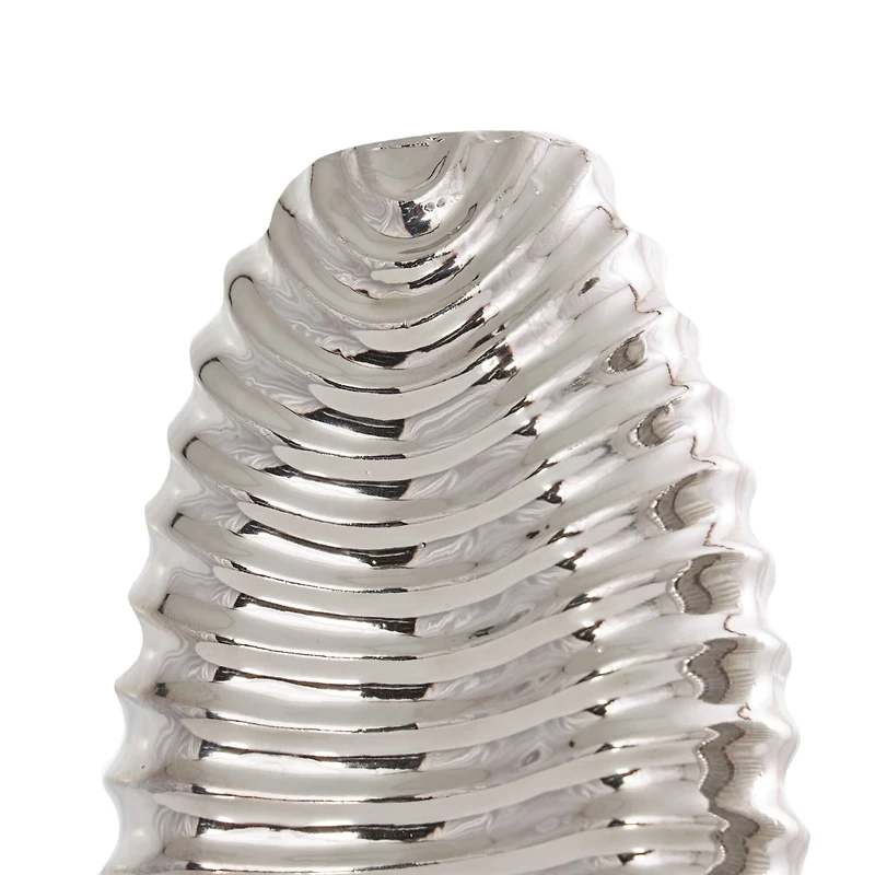 Silver Ceramic Dimensional Ribbed Vase Set
