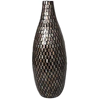 24" Black Mother of Pearl Handmade Mosaic Inspired Vase