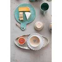 Hello Honey® 13.75" Aqua Round Stoneware Cheese Board with Leather Tie