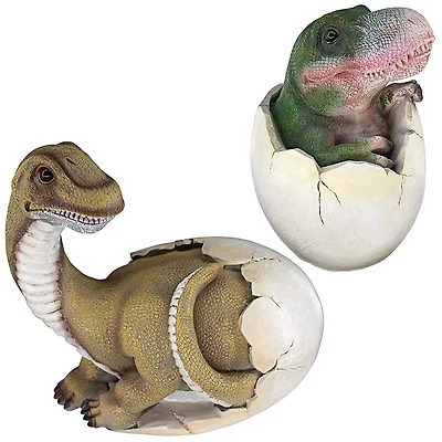 Design Toscano Baby Dinosaur Egg Hatchling Statue Set