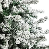 10ft. Pre-Lit Flocked Rock Springs Spruce Artificial Christmas Tree, Clear LED Lights