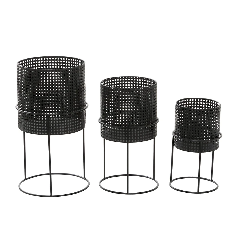 CosmoLiving by Cosmopolitan Black Metal Chic Planter Set