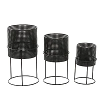 CosmoLiving by Cosmopolitan Black Metal Chic Planter Set