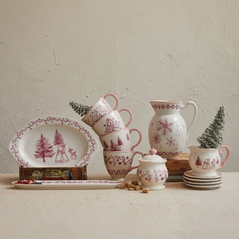 Hello Honey® 12oz. Pink & Cream Stoneware Teacup Set