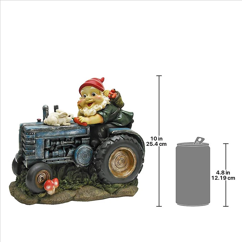 Design Toscano 12" Bunny on Board the Tractor Garden Gnome Statue