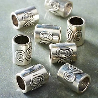 12 Pack:  Antique Silver Metal Tube Beads, 14mm by Bead Landing™