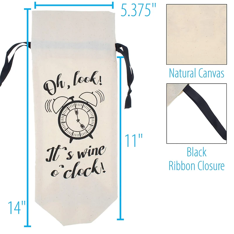 Personality Case™ Wine O'Clock Canvas Wine Bag