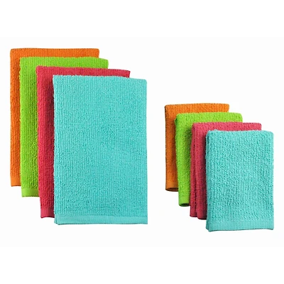 DII® Assorted Bright Bar Mop Dishtowel & Dishcloth (Set of 8)