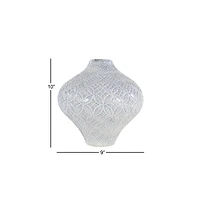 White Porcelain Coastal Style Vase, 9" x 10"