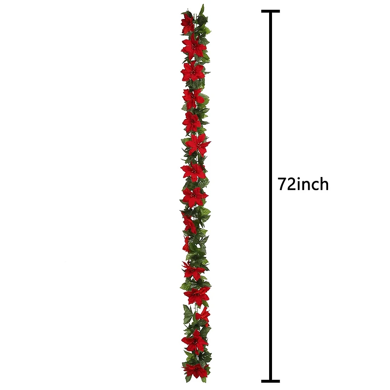 6ft. Red & Green Poinsettia Chain Garland by Ashland®