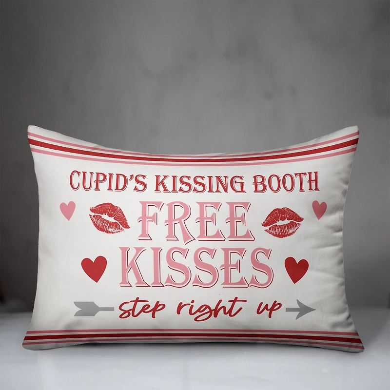 Cupid Kissing Booth Throw Pillow, 14" x 20"